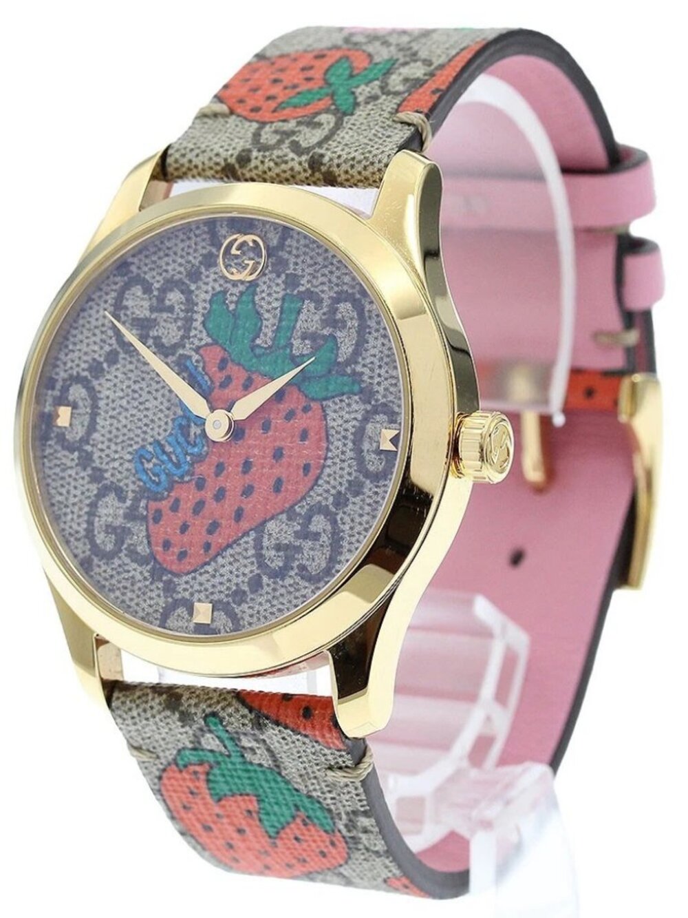 GUCCI G timeless 126.4/YA1264133 Brown / Red Dial Quartz Ladies Watch_912550